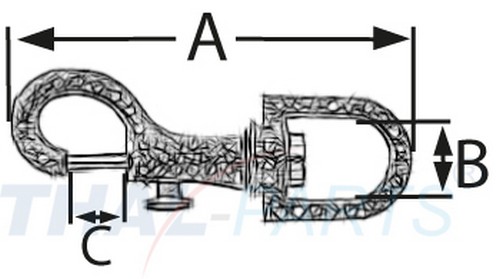Strass Karabinerhaken 15 x 77mm mit rundem Wirbel Karabiner