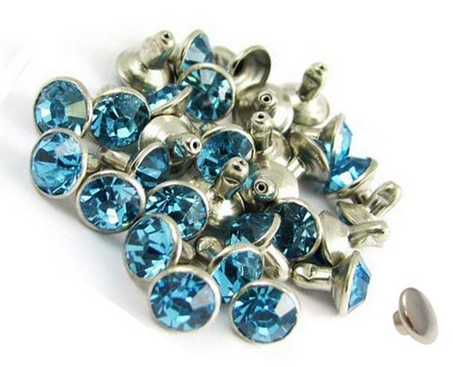 100er Pack Ziernieten Strassnieten Chatonnieten 7mm Blau Strass