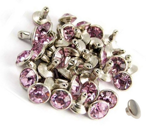 10er Pack Ziernieten Strassnieten Chatonnieten 6mm Rosa Strass