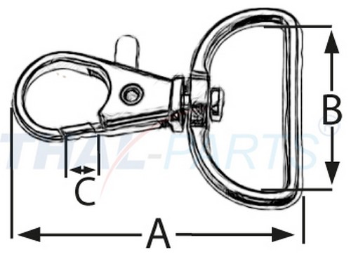 10er Pack Karabinerhaken 30 x 44mm mit geradem Wirbel Silbern