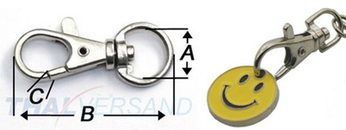 10er Pack Karabinerhaken 11 x 40mm mit verziertem Rundwirbel