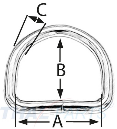50er Pack D-Ringe 35 x 25 x 4,0mm Stahl, Silbern vernickelt