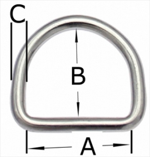 10er Pack D-Ringe 14 x 11 x 2,4mm Stahl, Silber vernickelt