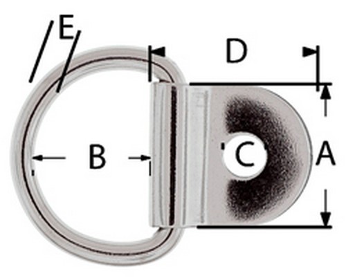 50er Pack D-Ring mit Befestigungs Clip - D-Ring: 22mm lang