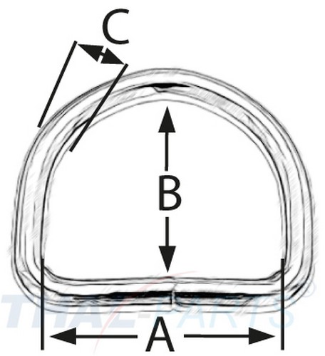 10er Pack D-Ringe 45 x 35 x 5,0mm Stahl, Silbern vernickelt