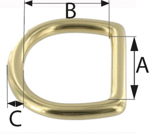 10er Pack D-Ringe 22mm x 18 x 4,0mm Messing Rein