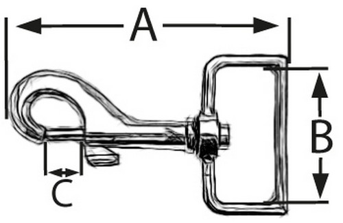 50er Pack Karabinerhaken 25mm x 53mm mit geradem Wirbel