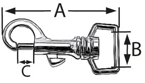 10er Pack Karabinerhaken 25mm x 63mm mit geradem Wirbel