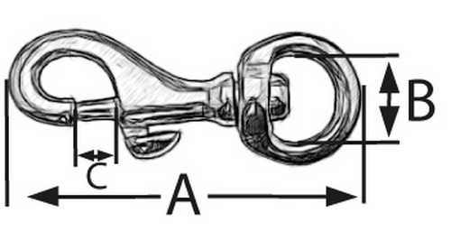 Karabinerhaken Messing 10 x 51mm mit Rundwirbel Mini