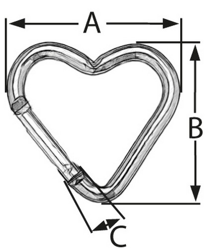 50er Pack Aluminium Karabinerhaken Herz 43 x4mm Silbern eloxiert