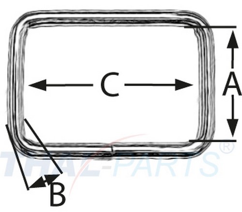 10er Pack Vierkantringe 40mm x 27 x 4,0mm Stahl, vern. Schlaufe Hoch