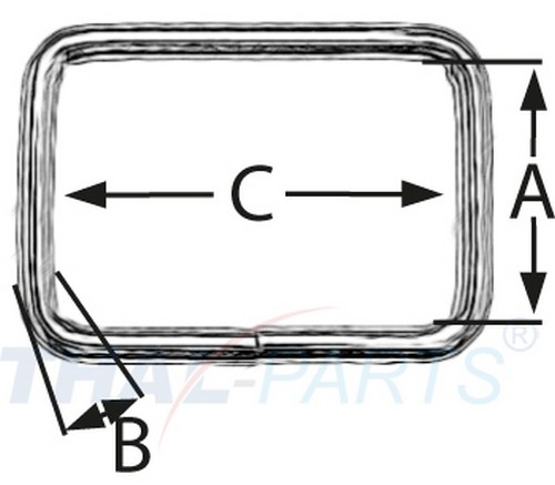 10er Pack Vierkantringe 50mm x 40 x 5,0mm Stahl, vern. Schlaufe Hoch