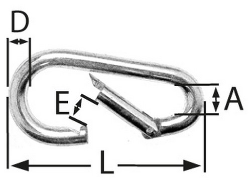 10er Pack Feuerwehr Karabinerhaken 70 x 7mm Form B  DIN 5299