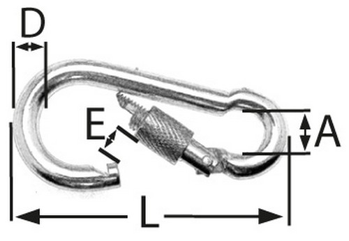 50er Pack Feuerwehr Karabinerhaken 140 x 12mm mit Schraube