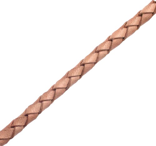 50m Bolo Lederband geflochten Lederschnur 5mm Natur Leder