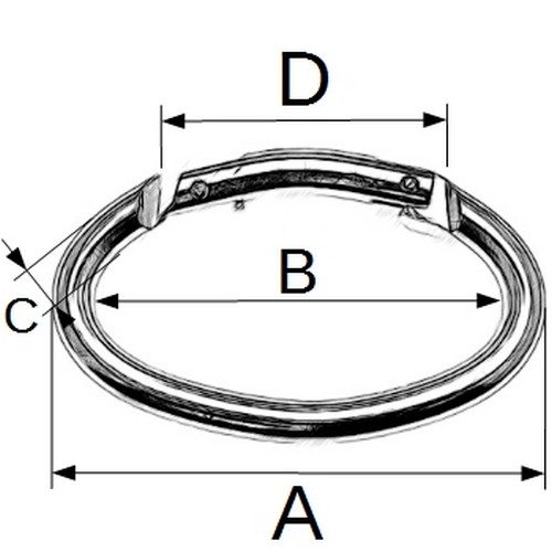 50er Pack Aluminium Karabinerhaken Oval 60 x 6mm Schwarz eloxiert