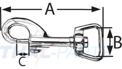 Karabinerhaken 20 x 75mm Messing Rein mit geradem Wirbel