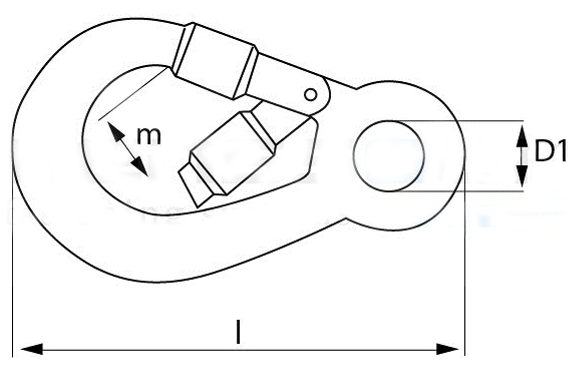 Sicherheitskarabinerhaken #57502 Leichtmetall Niro  140mm SL 2200 daN