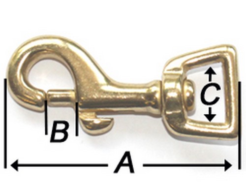 10er Pack Karabinerhaken Messing 17 x 60mm mit geradem Wirbel