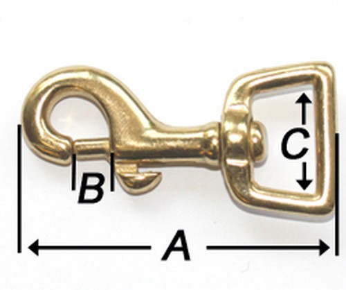 10er Pack Karabinerhaken Messing 21 x 61mm mit geradem Wirbel