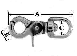 Karabinerhaken Messing 13 x 67mm mit Rundwirbel