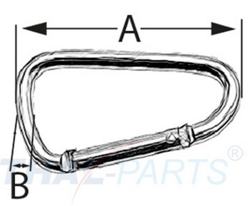 50er Pack Aluminium Karabinerhaken 60mm x 5,6mm Silbern eloxiert