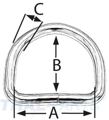 50er Pack D-Ringe 16 x 12 x 2,6mm Stahl, Silbern vernickelt