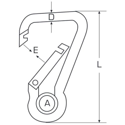10er Pack Karabinerhaken asymmetrisch mit Kausche 120mm x 11mm Edelstahl V4A
