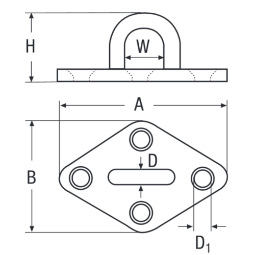 Augplatte Rhombus 64mm x 6mm Edelstahl A2 gestanzt und geschweisst