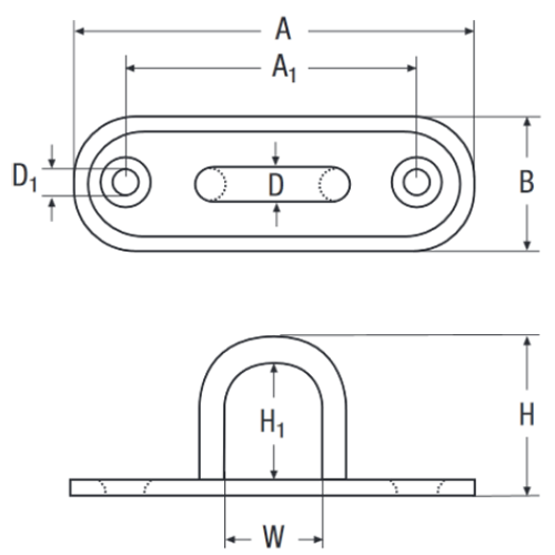 Augplatte lang 80mm x 6mm Edelstahl A2 gestanzt und geschweisst