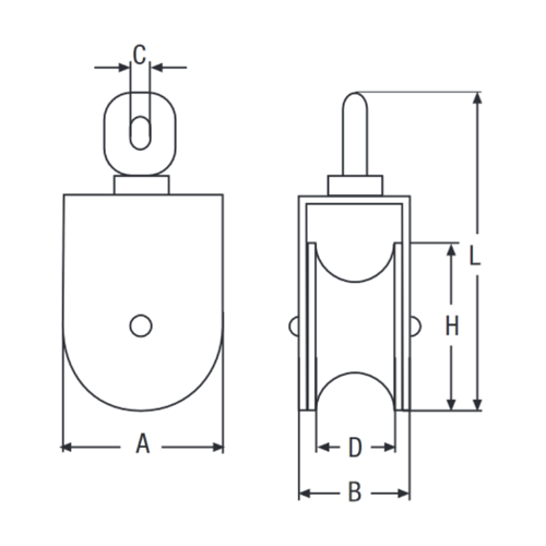 Block mit Edelstahlrolle 75mm drehbarem Wirbel V2A Sinterbronze Buchse