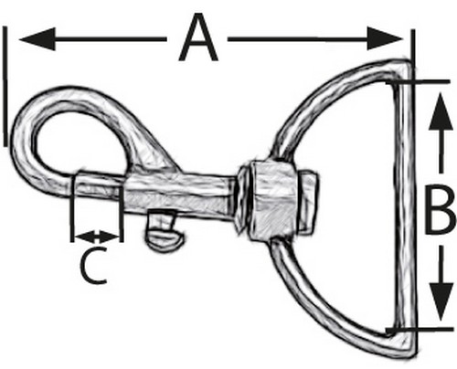 50er Pack Karabinerhaken 35mm x 55mm mit geradem Wirbel Silbern