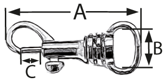 50er Pack Karabinerhaken 16 x 38mm mit halbrundem Wirbel