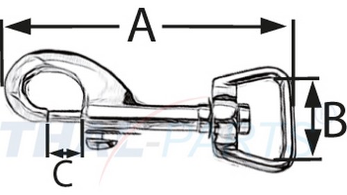 50er Pack Karabinerhaken 20 x 64mm mit geradem Wirbel