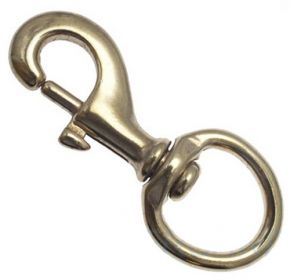 Karabinerhaken Messing 28 x 92mm mit Rundwirbel