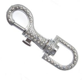 Strass Karabinerhaken 15 x 77mm mit rundem Wirbel Karabiner