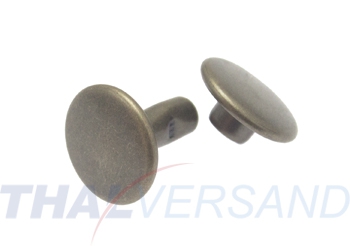 1000er Pack Doppel Hohlnieten 10x10mm Unten zu Altmessing