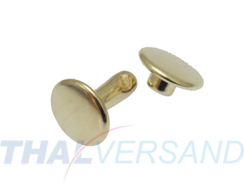 100er Pack Doppel Hohlnieten 11x12mm Unten zu Gold - vermessingt