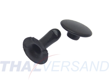 100er Pack Doppel Hohlnieten 12 x 12mm Unten offen Schwarz