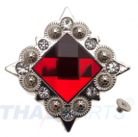 10er Pack Strass Concho Rot Eckig 35mm Conchos