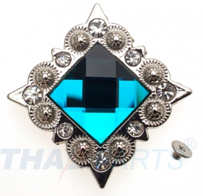 10er Pack Strass Concho Blau Eckig 35mm Conchos