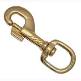 10er Pack Karabinerhaken Messing 18 x 82mm mit Rundwirbel