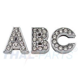 10er Pack Strassbuchstabe - W - zum Aufschieben - 14mm - Strass