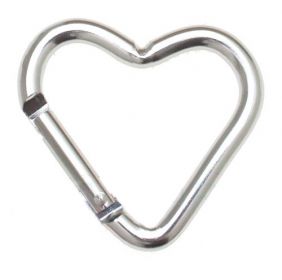 50er Pack Aluminium Karabinerhaken Herz 43 x4mm Silbern eloxiert