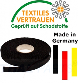10m Gurtband 15mm Breit ca. 1,6mm stark / Schwarz Polypropylen