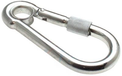 50er Pack Feuerwehr Karabinerhaken 80 x 8mm Kausche + Schraube