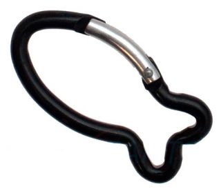 50er Pack Aluminium Karabinerhaken Fisch 62mm Schwarz eloxiert