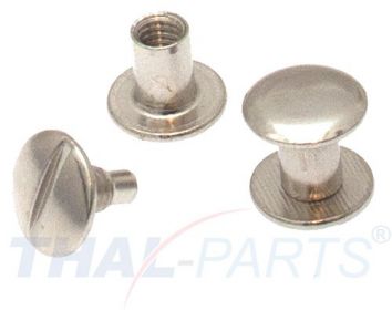 100er Pack Buchschrauben Chicagoschrauben 6mm Kopf 10mm Echt Messing vernickelt