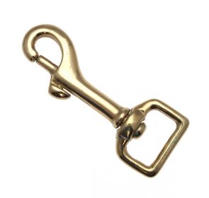 Karabinerhaken 20 x 75mm Messing Rein mit geradem Wirbel