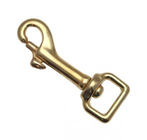 10er Pack Karabinerhaken 16 x 74mm Messing Rein mit geradem Wirbel